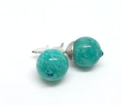  Amazonit - bedugós ásvány fülbevaló Swarovski strasszkővel díszítve