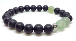  Védelmező, szerencsehozó, rossz közérzetet oldó - matt ónix, jáde férfi ásvány karkötő