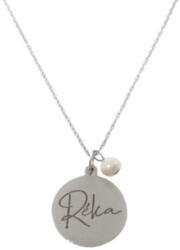  Születéskő június - tenyésztett gyöngy gravírozható ásvány nyaklánc ezüst színben