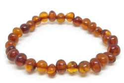  Fogzás fájdalmait enyhítő - baba borostyán ásvány karkötő konyak színben