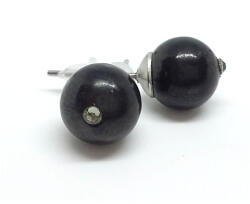  Shungit - bedugós ásvány fülbevaló Swarovski strasszkővel díszítve