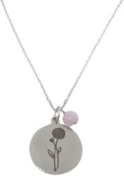  Novemberi születésvirág krizantém, kunzit - gravírozható ásvány nyaklánc ezüst színben