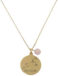  Oroszlán horoszkóp csillagkép - rózsakvarc gravírozható ásvány nyaklánc arany színben
