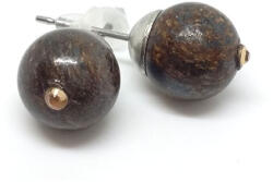  Bronzit - bedugós ásvány fülbevaló Swarovski strasszkővel díszítve