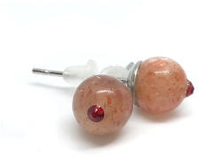  Napkő - bedugós ásvány fülbevaló Swarovski strasszkővel díszítve