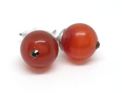  Karneol - bedugós ásvány fülbevaló Swarovski strasszkővel díszítve