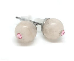  Morganit - bedugós ásvány fülbevaló Swarovski strasszkővel díszítve