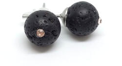  Lávakő - bedugós ásvány fülbevaló Swarovski strasszkővel díszítve