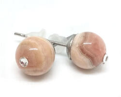  Rodokrozit - bedugós ásvány fülbevaló Swarovski strasszkővel díszítve