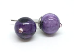  Csaroit - bedugós ásvány fülbevaló Swarovski strasszkővel díszítve