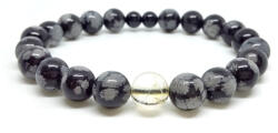  Gazdagságot, bőséget vonzó, negatív hatásokat megszüntető, félelmeket eloszlató - hópehely obszidián, citrin, fekete turmalin - férfi ásvány karkötő