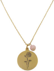  Júliusi születésvirág tavirózsa, rózsaopál - gravírozható ásvány nyaklánc arany színben