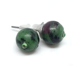  Rubin-zoizit - bedugós ásvány fülbevaló Swarovski strasszkővel díszítve