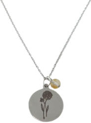  Áprilisi születésvirág százszorszép, topáz - gravírozható ásvány nyaklánc ezüst színben