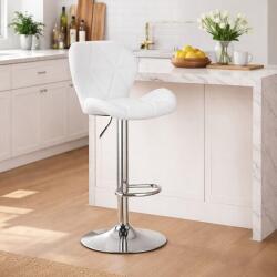 ARTOOL Scaun de bucatarie/bar, Artool, West, rotativ, piele ecologica alba, picior metal argintiu, 46x48.5x90-111 cm (3979_1)