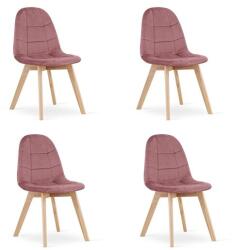 ARTOOL Set 4 scaune bucatarie/living, Artool, Bora, catifea roz inchis, picioare lemn natur, 44.5x54x81.5 cm (3892_1SP)