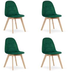 ARTOOL Set 4 scaune bucatarie/living, Artool, Bora, catifea verde, picioare lemn natur, 44.5x54x81.5 cm (3757_1SP)