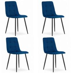 ARTOOL Set 4 scaune bucatarie/living, Artool, Kara, catifea bleumarin, picioare metal negru, 44.5x50.5x87 cm (3689_1SP)