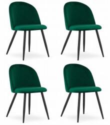 ARTOOL Set 4 scaune bucatarie/living, Artool, Bello, catifea verde, picioare metal negru, 46x42.5x76.5 cm (3385_1SP)