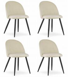 ARTOOL Set 4 scaune bucatarie/living, Artool, Bello, catifea bej, picioare metal negru, 46x42.5x76.5 cm (3839_1SP)