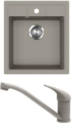Evido Easy 45 gránit mosogató, 460 x 515 mm, platina + EVIDO PINGUIN csaptelep, platina (442124SET) - aquamixwebaruhaz