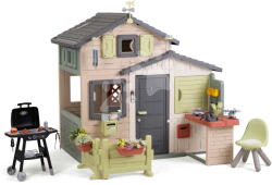 Smoby Házikó Jóbarátok grillezővel Friends Evo Playhouse Life Smoby teljes ajtóval UV védelemmel és tovább bővíthető (SM810302-Q)