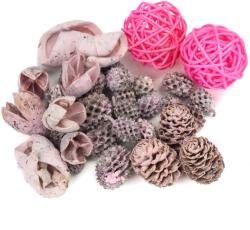  Rózsaszín vesszőgömbös terméscsomag - természetes dekorációhoz és koszorúhoz