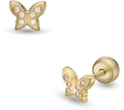 Lisa Jewelry for Kids szikrázó pillangó sárga arany fülbevaló gömb zárral - JTAG-4450-18 (JTAG-4450-18)