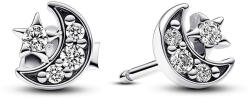 Pandora Szikrázó hold és csillag ezüst színű gombfülbevaló - 292990C01 (292990C01)