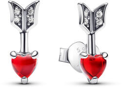 Pandora Nyíl és muranói üveg szív gombfülbevaló - 293668C01 (293668C01)