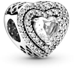 Pandora Moments Szikrázó lapos szívek ezüst charm - 799218C01 (799218C01)