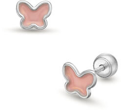 Lisa Jewelry for Kids pillangó rózsaszín belsővel gyerek fülbevaló gömb zárral (JTAG-0422-18) - jutaoraekszer