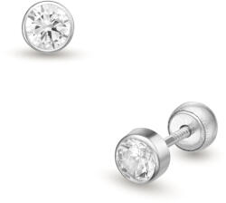 Lisa egy köves fehér arany fülbevaló gömb zárral - JTAG-5143-18 (JTAG-5143-18)