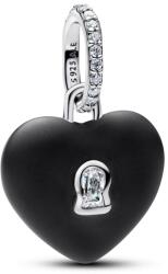 Pandora Matt fekete kerámia szív lakat függő charm - 794424C02 (794424C02)