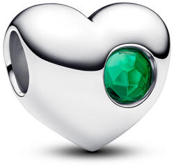 Pandora Gravírozható szív charm királyzöld kristállyal (794161C05)