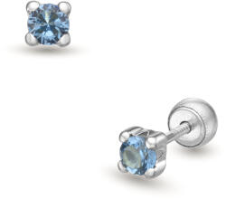 Lisa kék köves fehér arany gyerek fülbevaló gömb zárral - JTAG-5295-18 (JTAG-5295-18)