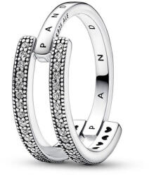 Pandora Signature logó és pavé dupla ezüst karikagyűrű - 192779C01-60 (192779C01-60)