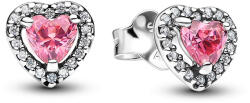 Pandora Kiemelt rózsaszín szív gombfülbevaló - 298427C02 (298427C02)