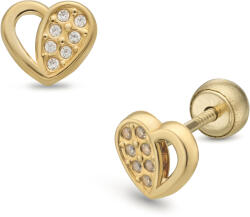 Lisa Jewelry for Kids áttört köves szív sárga arany fülbevaló gömb zárral (JTAG-7015-18) - jutaoraekszer
