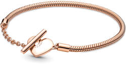 Pandora Moments Szíves T-kapcsos kígyólánc rozé arany karkötő - 589285C00-18 (589285C00-18)