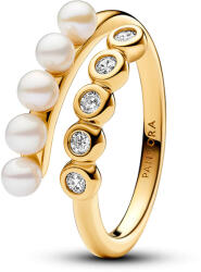 Pandora kezelt édesvízi tenyésztett gyöngyök és kövek nyitott végű gyűrű - 163146C01-50 (163146C01-50)