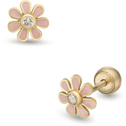 Lisa rózsaszín százszorszép gyerek fülbevaló gömb zárral - JTAG-0306-18 (JTAG-0306-18)