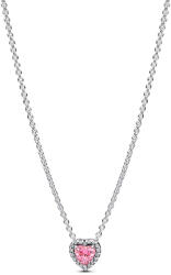 Pandora Rózsaszín kiemelt szív nyaklánc - 398425C02-45 (398425C02-45)