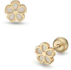 Lisa gyöngyház díszítésű virág gyerek fülbevaló gömb zárral - JTAG-0690-18 (JTAG-0690-18)