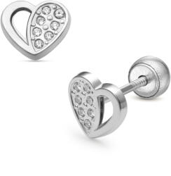 Lisa Jewelry for Kids áttört köves szív gyerek fülbevaló gömb zárral (JTAG-0427-18)