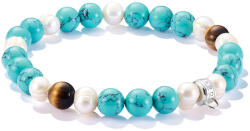 Thomas Sabo ezüst női gyöngyös karkötő türkiz-fehér színű kövekkel (X0293-951-7-L19)