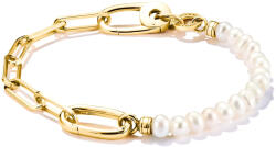 Thomas Sabo Tenyésztett gyöngy és hosszúkás szemű aranyozott ezüst karkötő nyitható szemmel - C1209-430-14-L17 (C1209-430-14-L17)