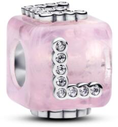 Pandora Rózsaszín muranói üveg LOVE kocka charm (794433C01)