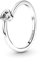 Pandora Áttetsző döntött szív ezüst soliter gyűrű - 199267C02-50 (199267C02-50)