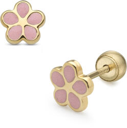 Lisa rózsaszín szirmos virág gyerek fülbevaló gömbzárral - JTAG-0313-18 (JTAG-0313-18)